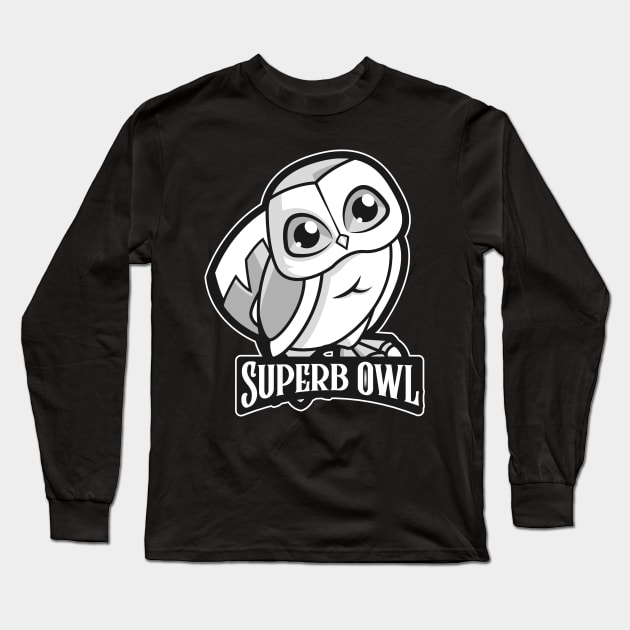 Cute Superb Owl Long Sleeve T-Shirt by Space Cadet Tees